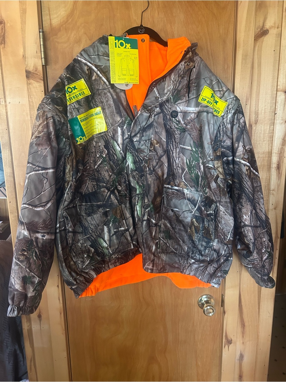 Walls 10x Reversible Hunting Jacket Camo to Blaze Orange Zip-Off Sleeve 3X Mens
